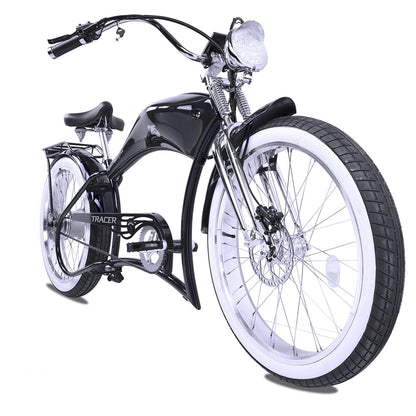 Tracer 800W Twenty5 Chopper Stretch Cruiser Electric Bike - MB-EB-T5-800-DS-BLK