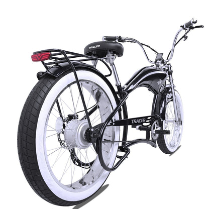 Tracer 800W Twenty5 Chopper Stretch Cruiser Electric Bike - MB-EB-T5-800-DS-BLK