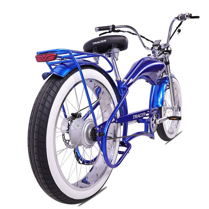 Tracer 800W Twenty5 Chopper Stretch Cruiser Electric Bike - MB-EB-T5-800-DS-BLK
