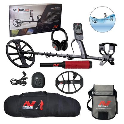 Minelab Equinox 700 Detector with Pro-Find 40, Carrying Bag, Finds Pouch and 15" Coil - 3720-0005-PF40-15in-MLgear