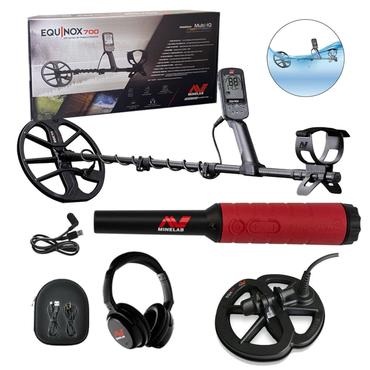 Minelab Equinox 700 Metal Detector with Pro-Find 40 Pinpointer and 6" Coil - 3720-0005-PF40-6coil