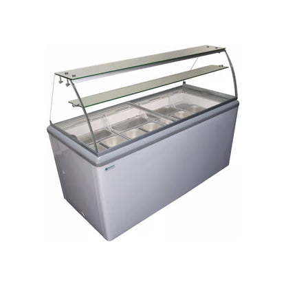 Excellence Industries - HBG-10HC, 59" Commercial Glass Door Ice Cream Dipping Cabinet Freezer (10) 5 Liter Pan 16.5 cu.ft. - HBG-10HC