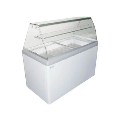 Excellence Industries - HBG-7HC, 43" Commercial Glass Door Ice Cream Dipping Cabinet Freezer (7) 5 Liter Pans 6.4 cu.ft. -HBG-7HC