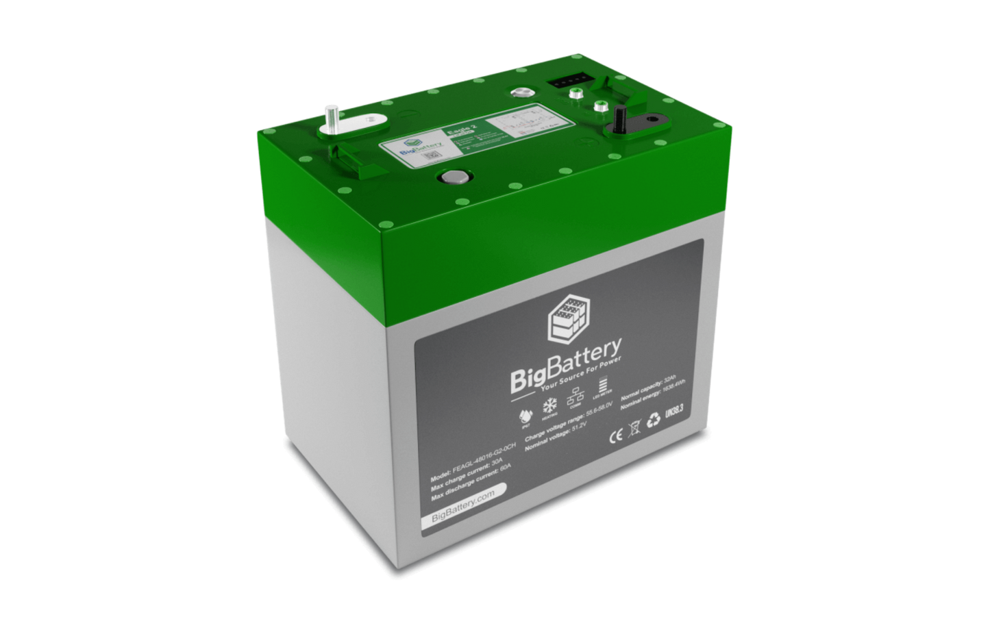 Big Battery 48V EAGLE 2 – LiFePO4 – 32Ah – 1.63kWh - FEAGL-48016-G2-0CH