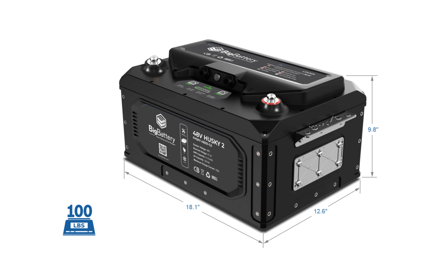 Big Battery 48V HUSKY 2 – LiFePO4 – 100Ah – 5.12kWh - FHSKY-48051-G2