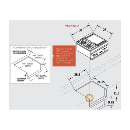 Twin Eagles 30" Breakfast Club Gas Burner W/ Griddle - TEBC30-CL