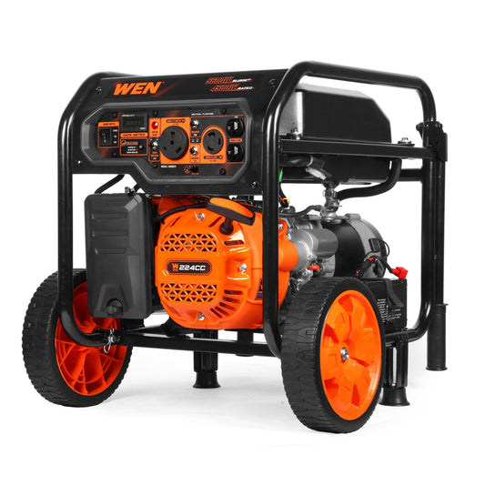 WEN GN5602X 5,600-Watt Portable Generator with Wheel Kit, Electric Start, 224cc, Transfer-Switch, RV-Ready, and CO Watchdog - GN5602X