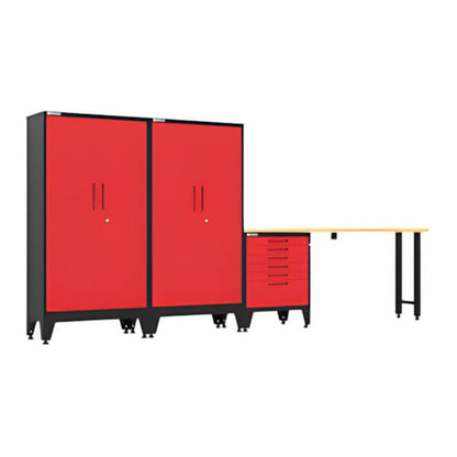 Armadillo Tough Red 4-Piece Garage Cabinet Set with Levelers - AR4PC139R