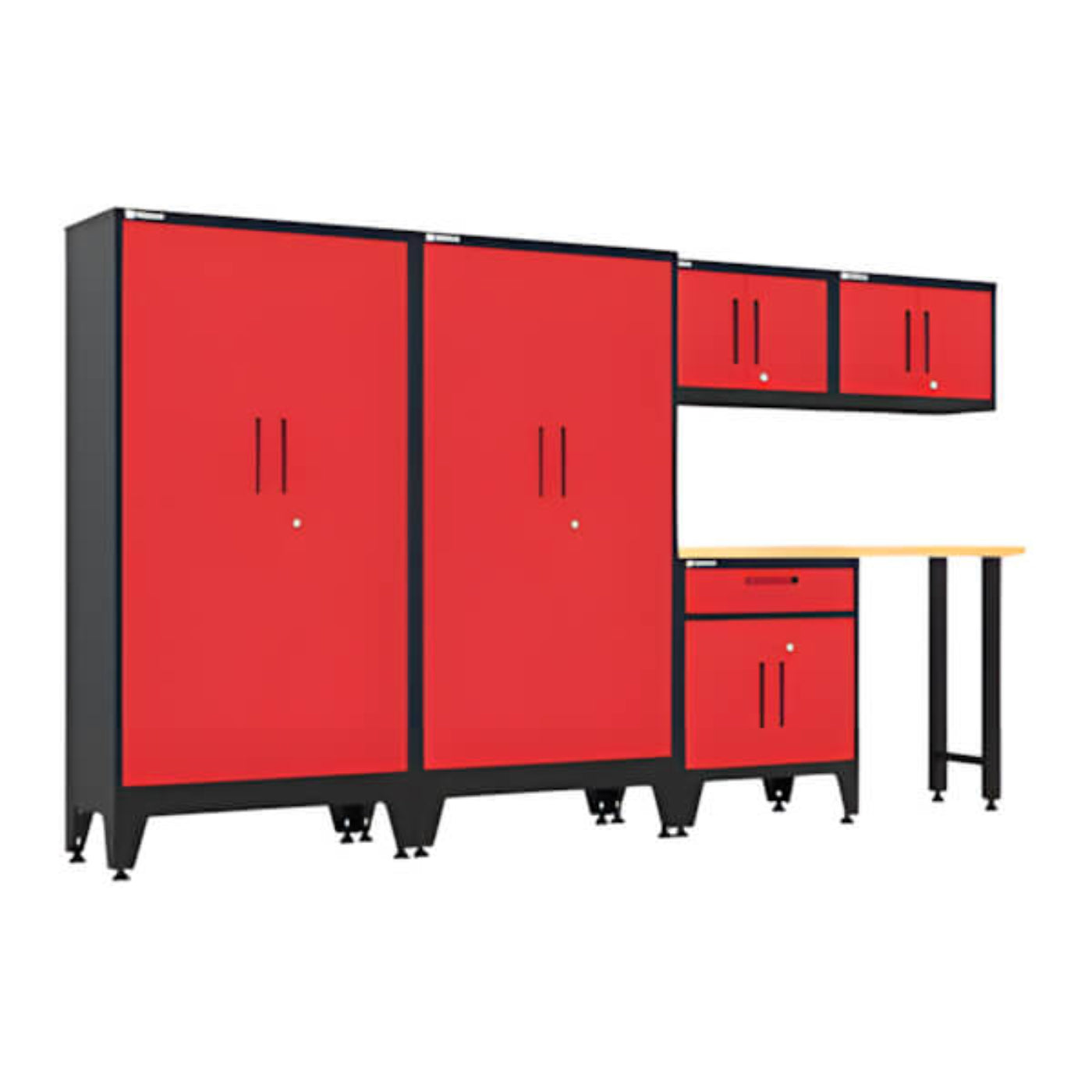 Armadillo Tough Red 6-Piece Garage Cabinet Set with Levelers - AR6PC145R