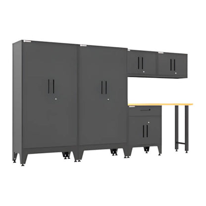 Armadillo Tough Black 6-Piece Garage Cabinet Set with Levelers - AR6PC145B