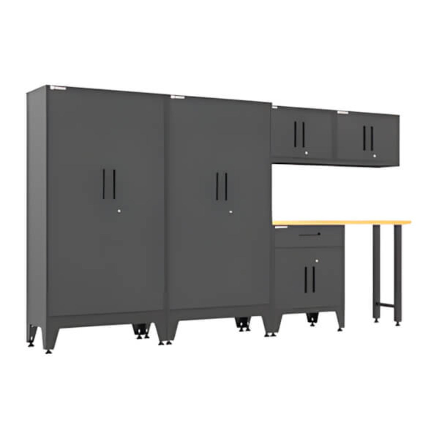 Armadillo Tough Black 6-Piece Garage Cabinet Set with Levelers - AR6PC145B