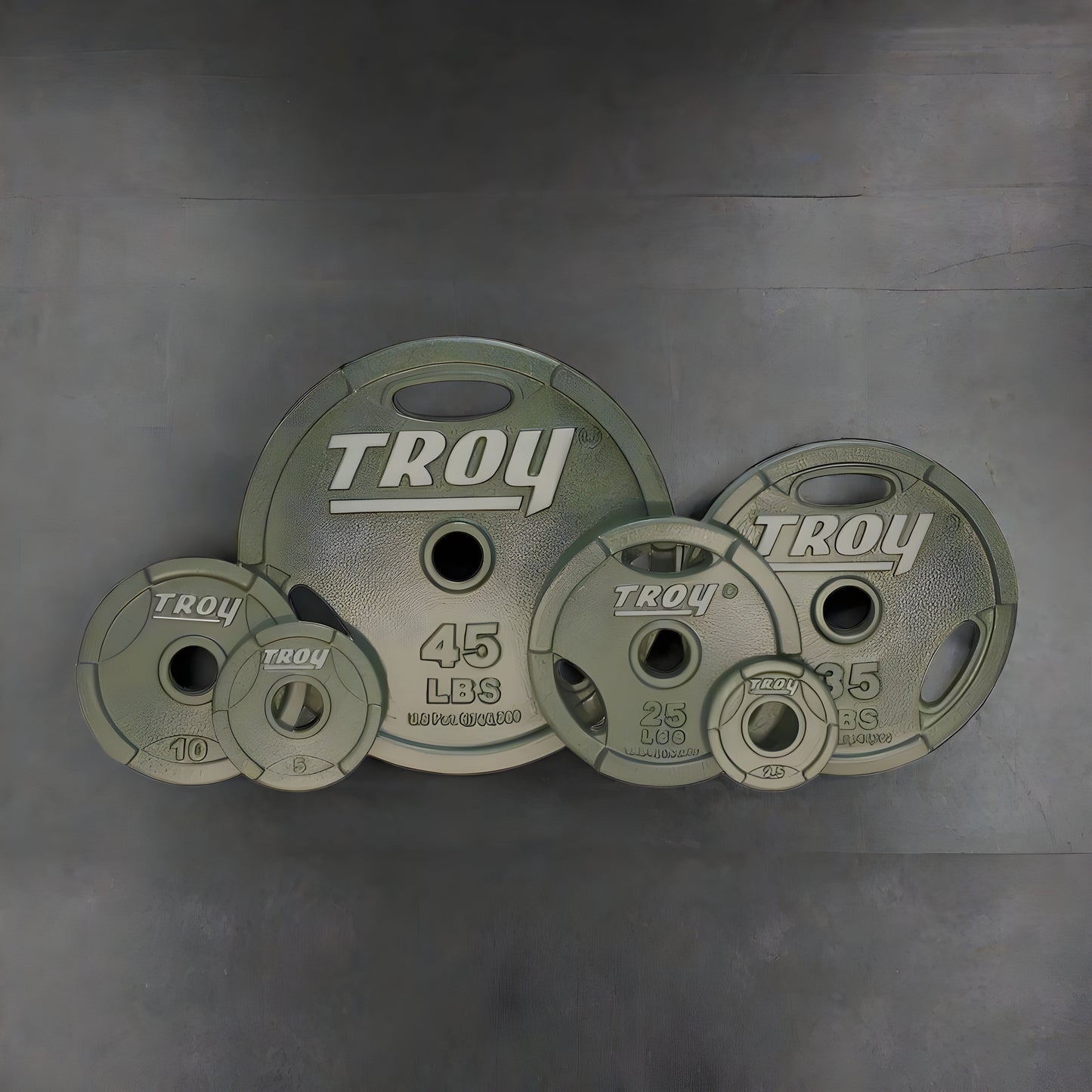 TROY GO Machined Olympic Grip Plate Gray 255lb Set - GO_255lb Set