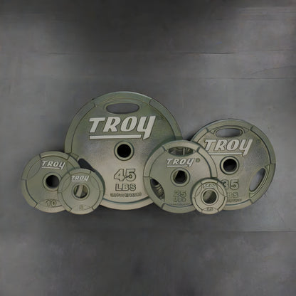 TROY GO Machined Olympic Grip Plate Gray 255lb Set - GO_255lb Set