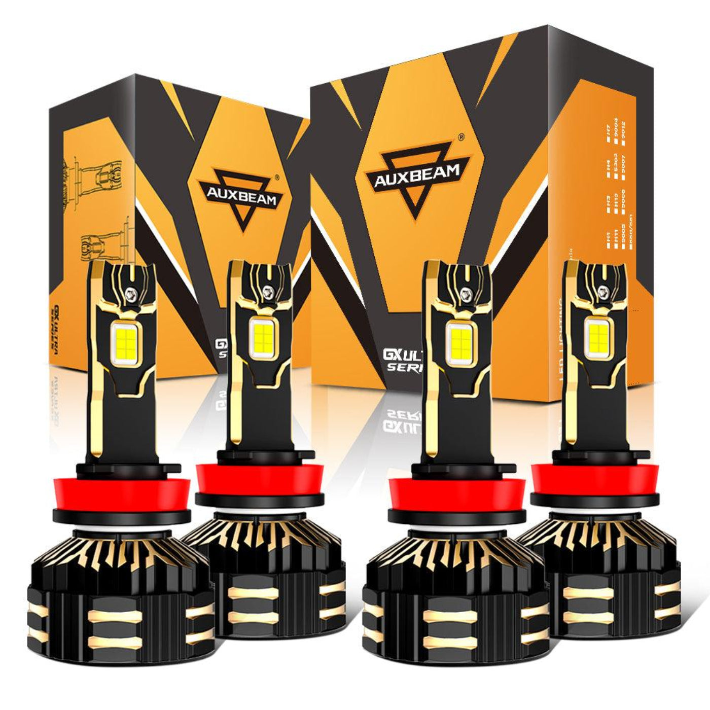Auxbeam H11+H11 LED Headlight Bulbs 240W 40000LM GX-ULTRA Series 6500K Cool White | 4 Bulbs - GP00010786
