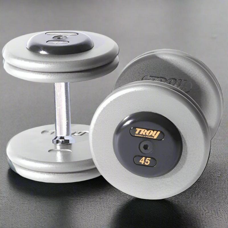 Troy HFD-R Hammer-tone Gray Pro Style Dumbbell Sets Rubber End Caps