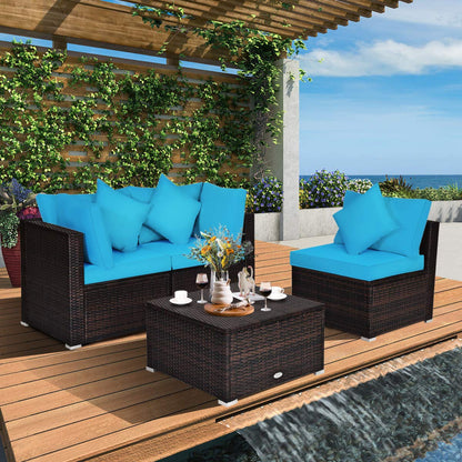 Tangkula Patio Rattan Sofa Set, Outdoor Wicker Sectional Furniture Set - HW63754+