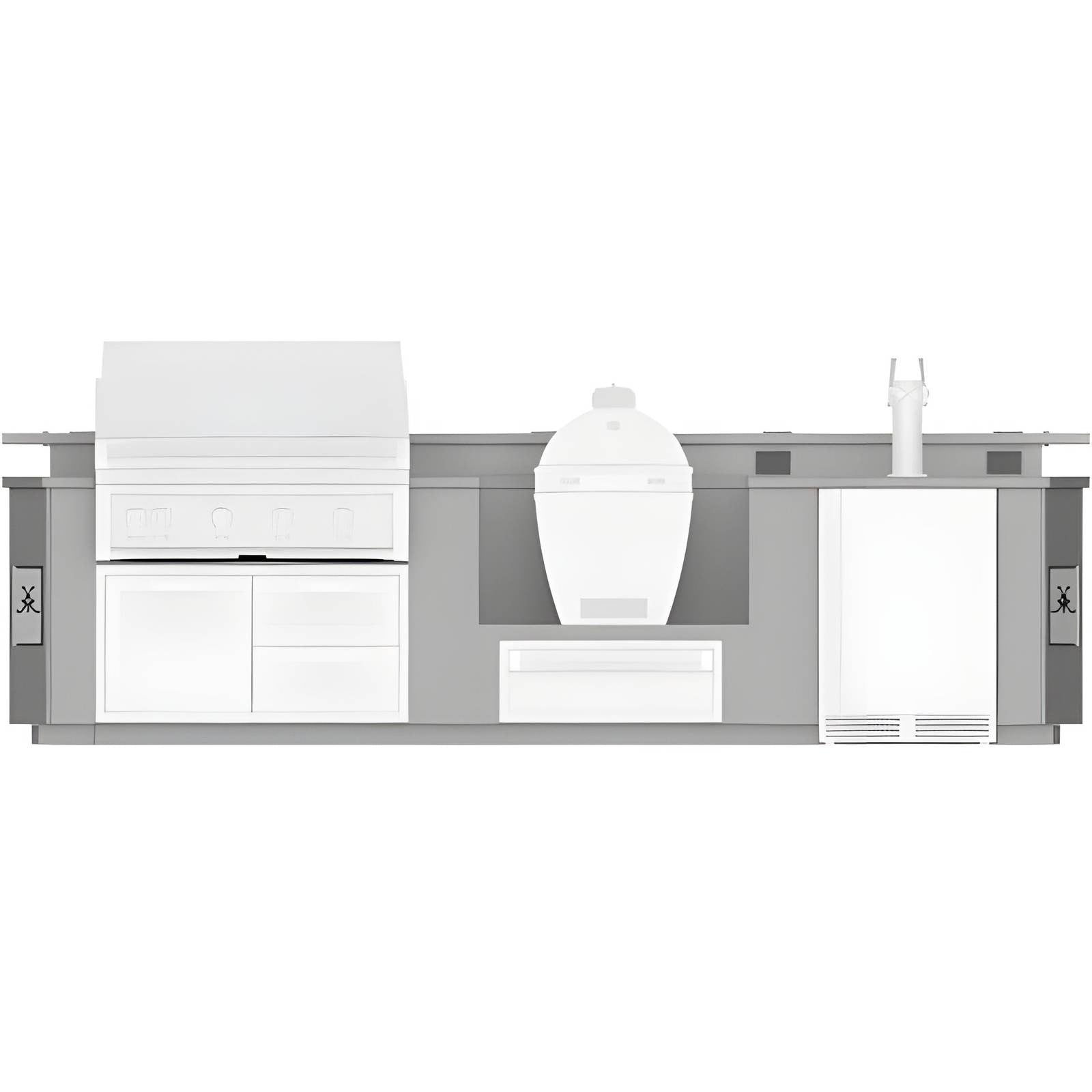 Hestan 12-Foot Outdoor Living Suite with Stainless Countertop and Cutout for Kamado Grill - GESSK12