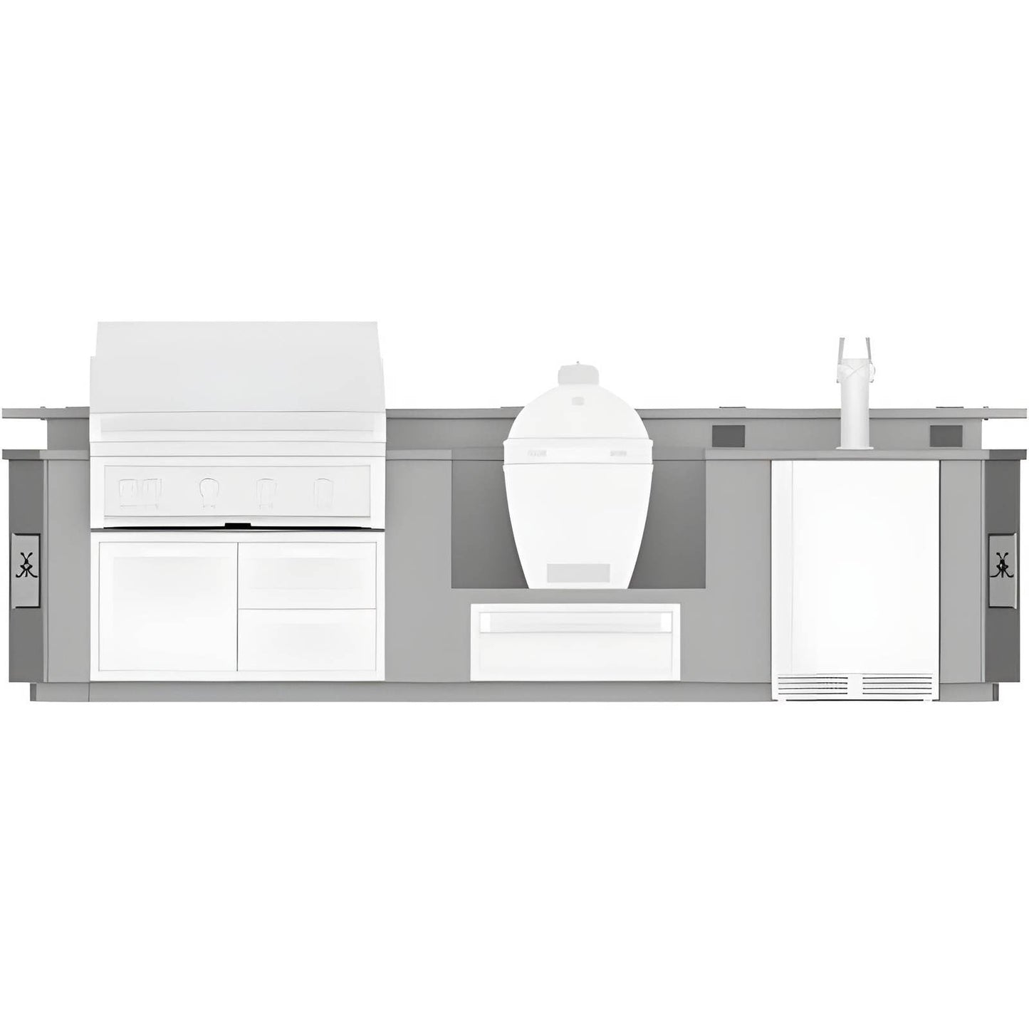 Hestan 12-Foot Outdoor Living Suite with Stainless Countertop and Cutout for Kamado Grill - GESSK12