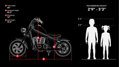 Hyper Gogo Challenger 12 Plus Electric Kids Motorcycle Bluetooth Speaker 21.9V 160W 10 MPH 7.5 Miles - EL-MB07P-ORANGE