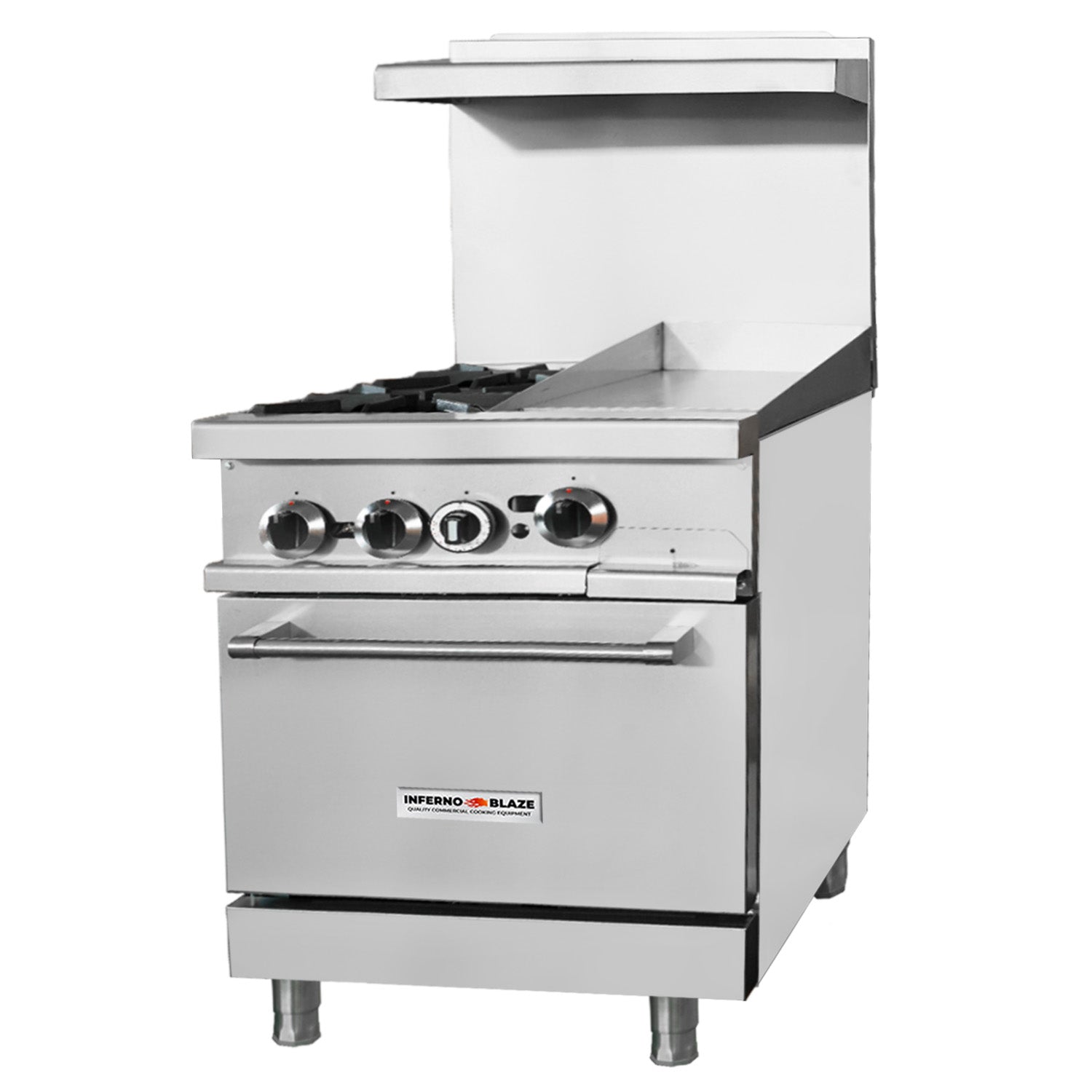 Inferno Blaze IB-GR-2412G 24” wide, 2 Burner Range, 12” Wide Manual Griddle, 1 Oven - IB-GR-2412G
