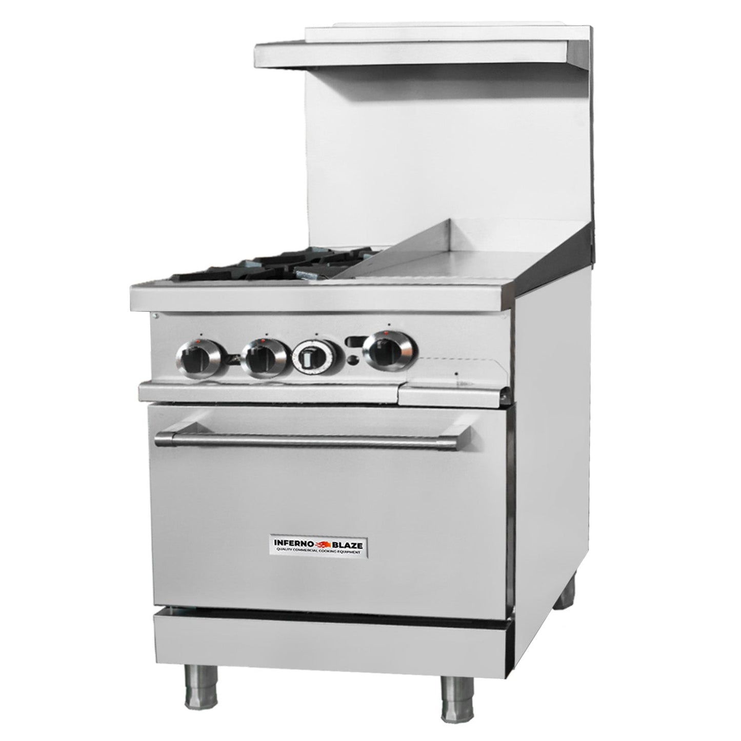 Inferno Blaze IB-GR-2412G 24” wide, 2 Burner Range, 12” Wide Manual Griddle, 1 Oven - IB-GR-2412G