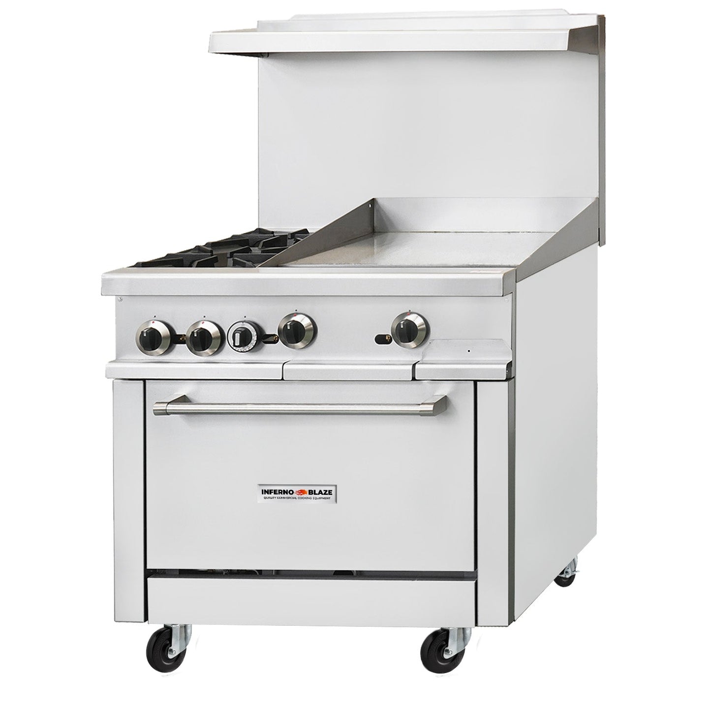 Inferno Blaze IB-GR-3624G 36” Wide, 2 Gas Range With Griddle, 24” Wide Manual, 1 Oven - IB-GR-3624G