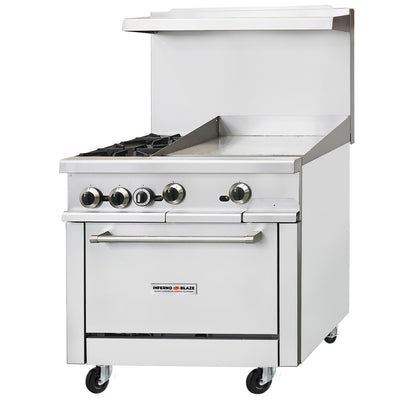 Inferno Blaze IB-GR-3624G 36” Wide, 2 Gas Range With Griddle, 24” Wide Manual, 1 Oven - IB-GR-3624G