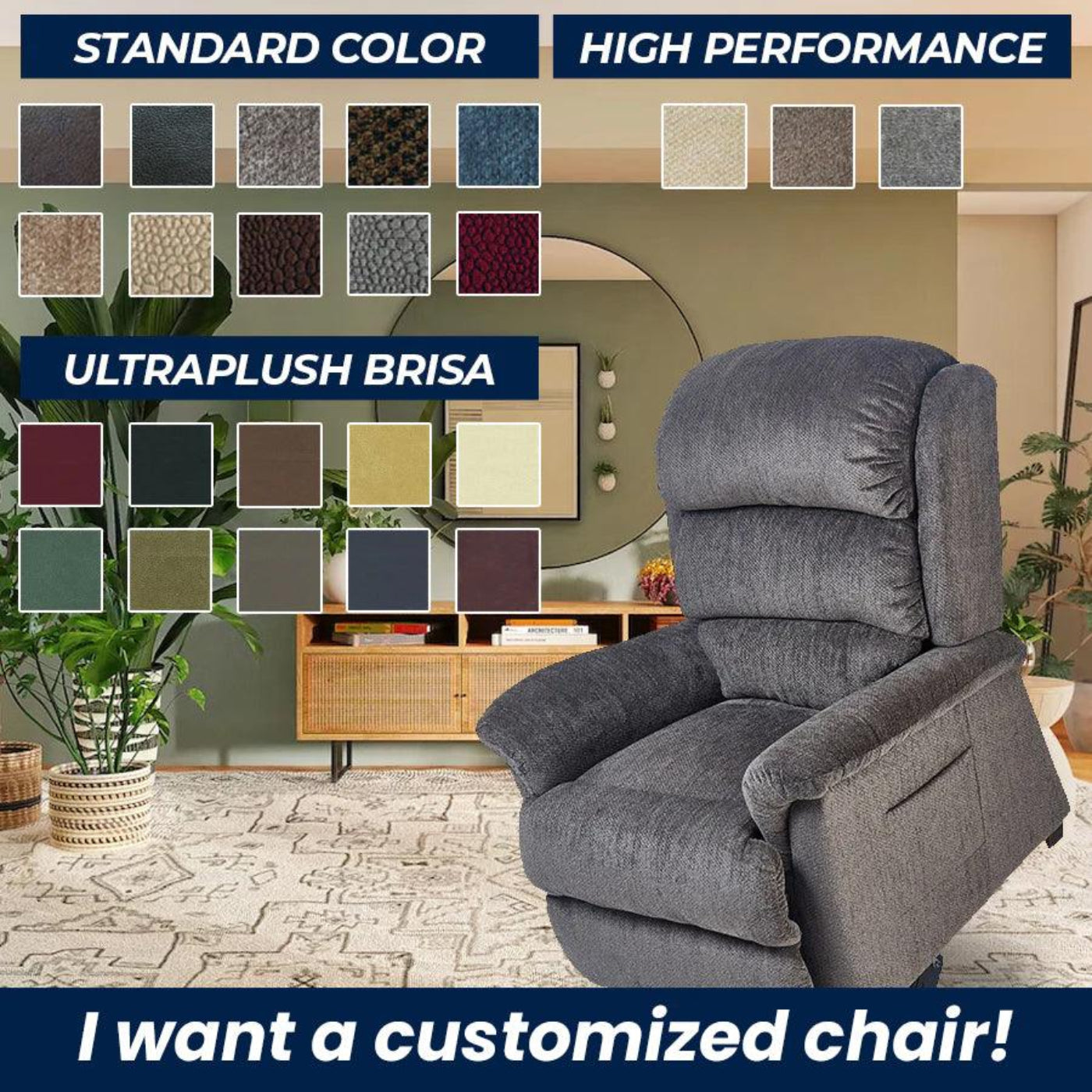 UltraComfort UC559-M Polaris 2 Zone Power Lift Chair Recliner - UC559-MED-DSC-AGR