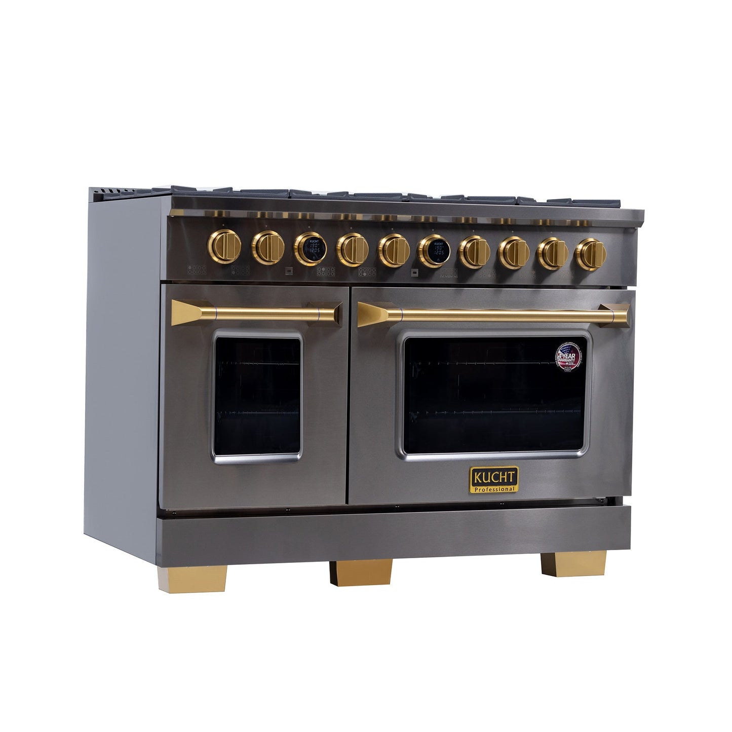 Kucht 48" 8 Burner Double Oven Propane Gas Dual Fuel Range in Titanium Stainless Steel with Digital Thermostat - KXD48/LP