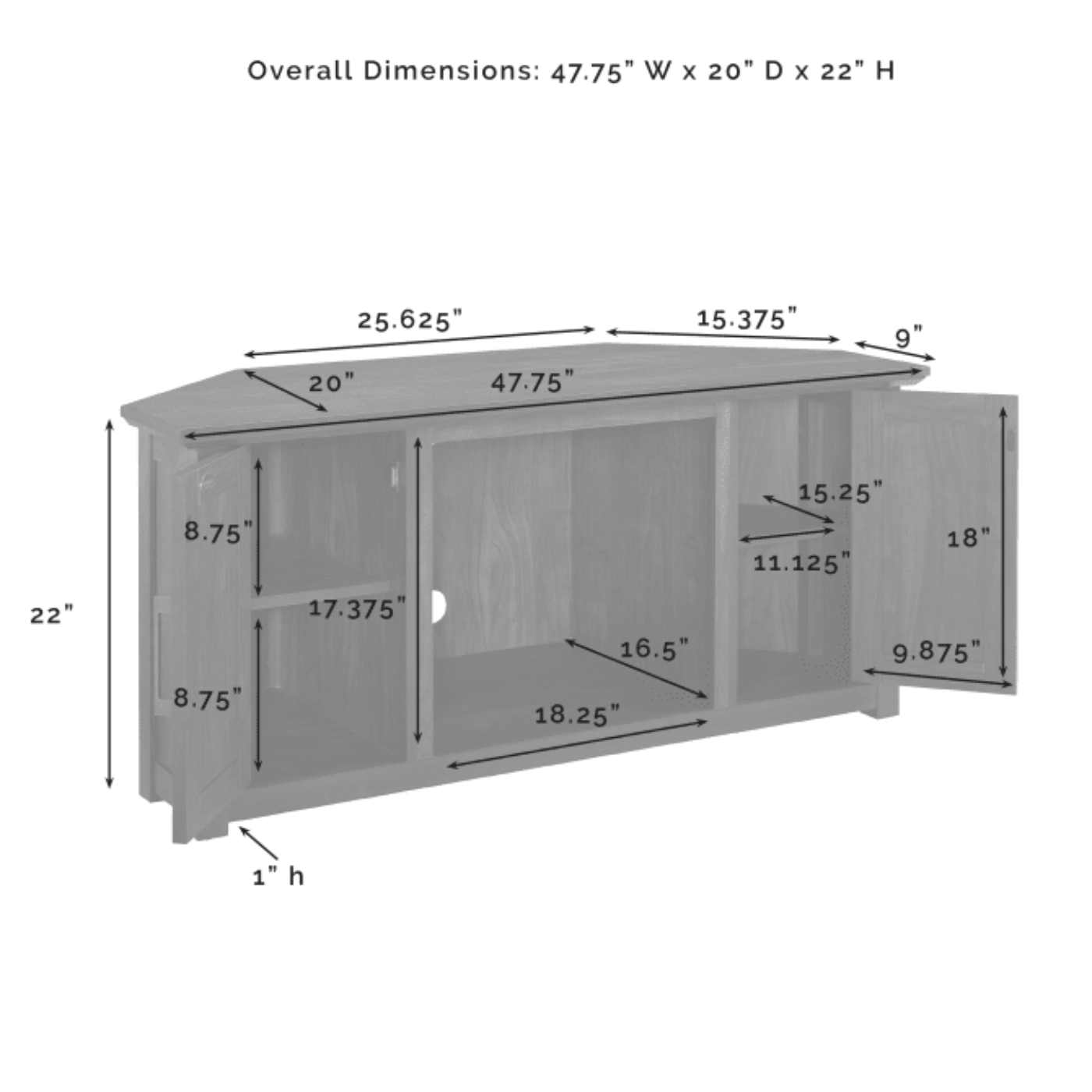 Crosley Camden 48" Corner Tv Stand W/Fireplace - KF100648
