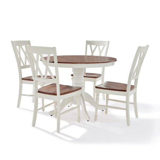 Crosley Shelby 5pc Round Dining Set Distressed-White - KF13039WH