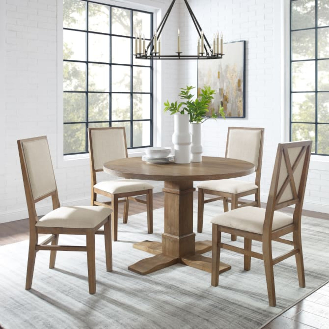 Crosley Joanna 102 Inch 5pc Round Dining Set Rustic-Brown - KF13063RB-RB