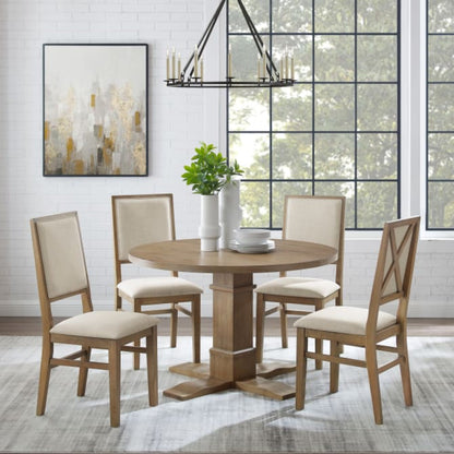 Crosley Joanna 102 Inch 5pc Round Dining Set Rustic-Brown - KF13063RB-RB