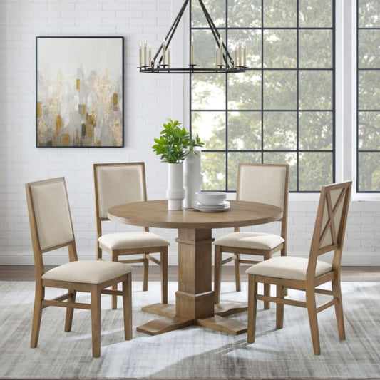 Crosley Joanna 102 Inch 5pc Round Dining Set Rustic-Brown - KF13063RB-RB