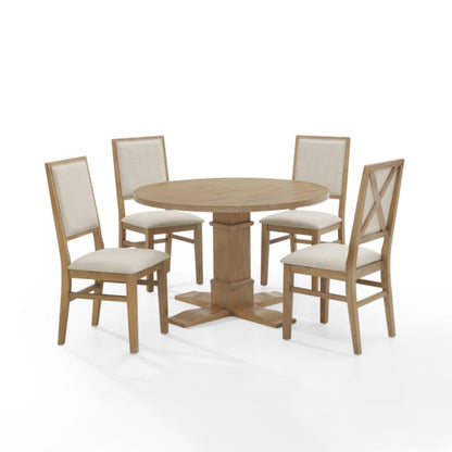 Crosley Joanna 102 Inch 5pc Round Dining Set Rustic-Brown - KF13063RB-RB