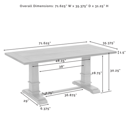 Crosley Joanna 128 Inch 7pc Dining Set Rustic-Brown -  KF13066RB-RB