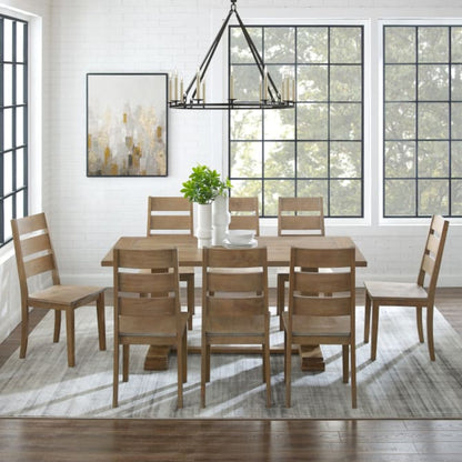 Crosley Joanna 128 Inch 9pc Dining Set Rustic-Brown -  KF13068RB-RB