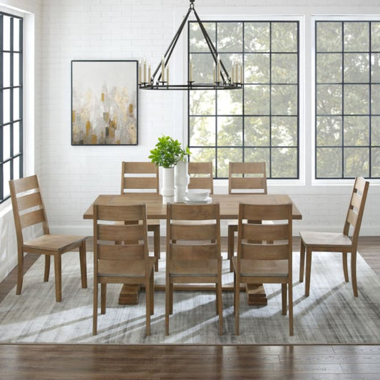 Crosley Joanna 128 Inch 9pc Dining Set Rustic-Brown -  KF13068RB-RB