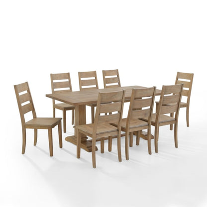Crosley Joanna 128 Inch 9pc Dining Set Rustic-Brown -  KF13068RB-RB