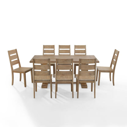 Crosley Joanna 128 Inch 9pc Dining Set Rustic-Brown -  KF13068RB-RB