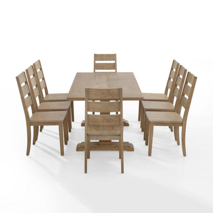 Crosley Joanna 128 Inch 9pc Dining Set Rustic-Brown -  KF13068RB-RB