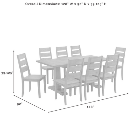 Crosley Joanna 128 Inch 9pc Dining Set Rustic-Brown -  KF13068RB-RB