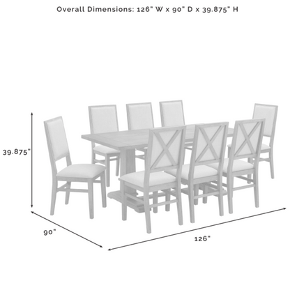 Crosley Joanna 126 Inch 9pc Dining Set Rustic-Brown -  KF13069RB-RB