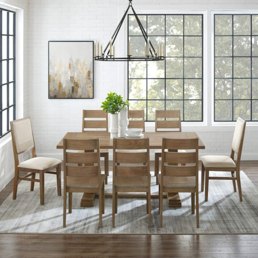 Crosley Joanna 126 Inch 9pc Dining Set Rustic-Brown - KF13071RB-RB