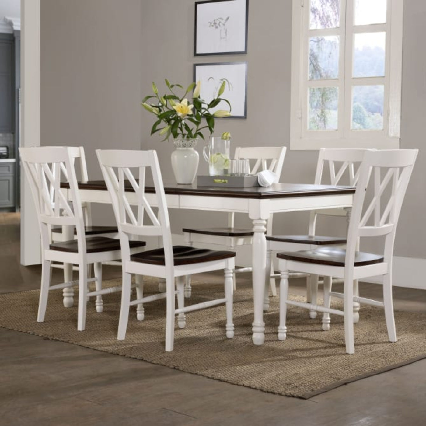 Crosley Shelby 7pc Dining Set Distressed-White  - KF20001-WH