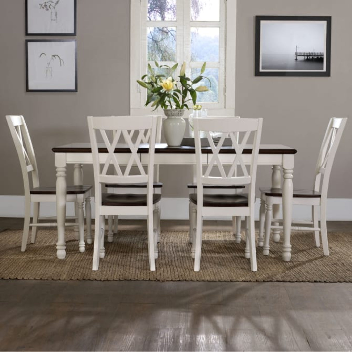 Crosley Shelby 7pc Dining Set Distressed-White  - KF20001-WH