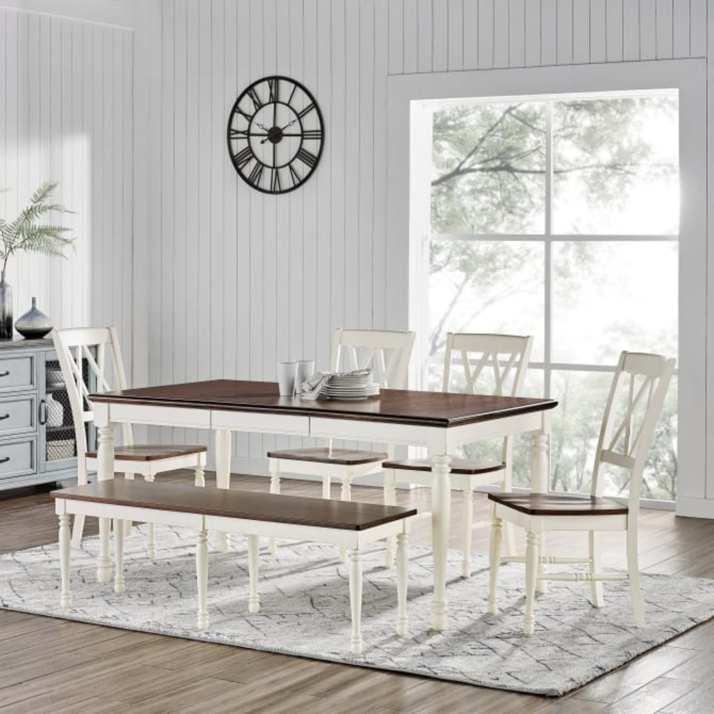 Crosley Shelby 6 Piece Dining Set Distressed-White - KF20004-WH
