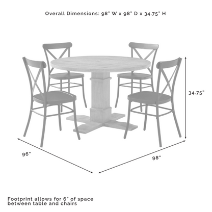 Crosley Joanna 98 Inch 5pc Round Dining Set W/Camille Chairs Matte-Black - KF20007RB-MB