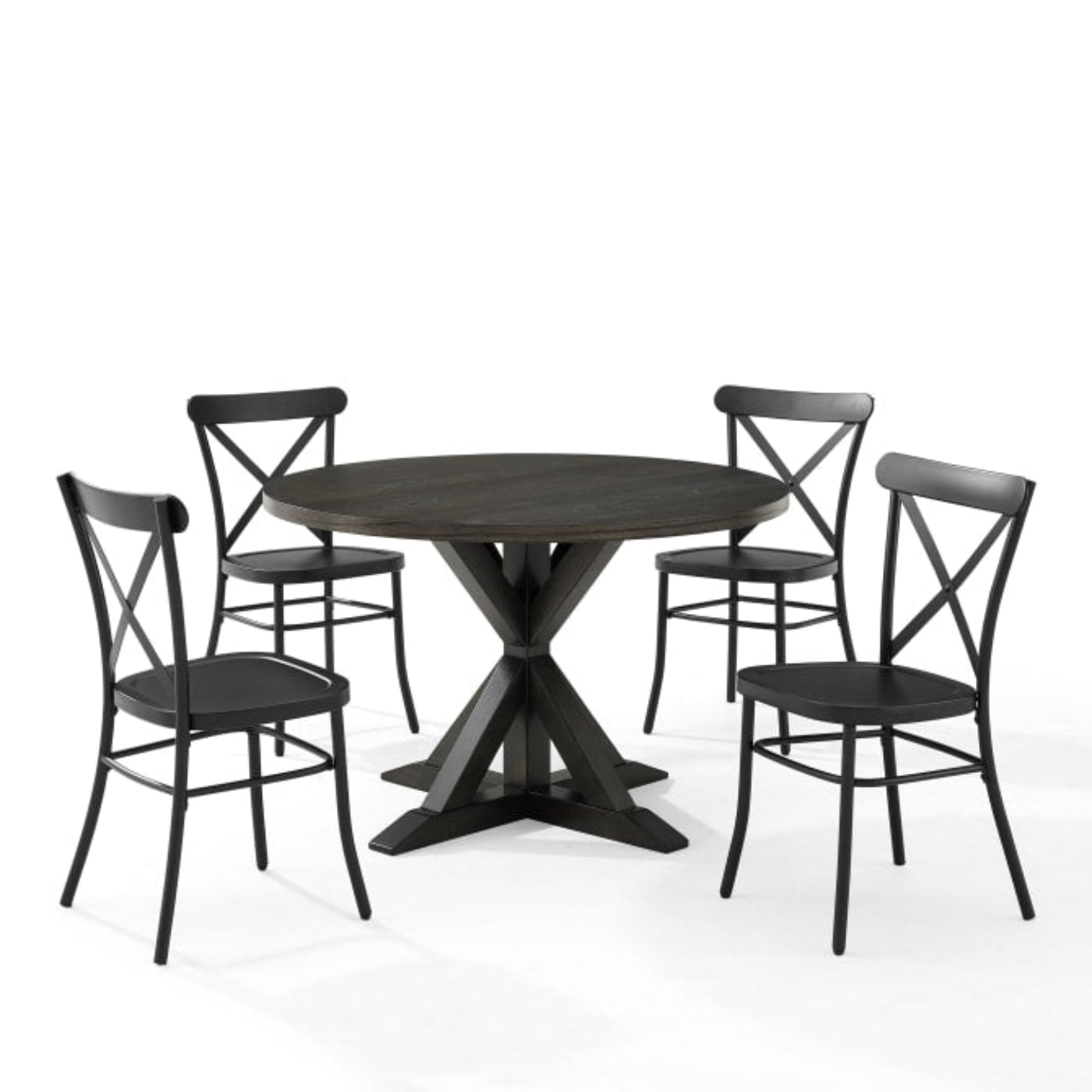 Crosley Hayden 98 Inch 5pc Round Dining Set W/Camille Chairs Matte-Black - KF20010SL-MB