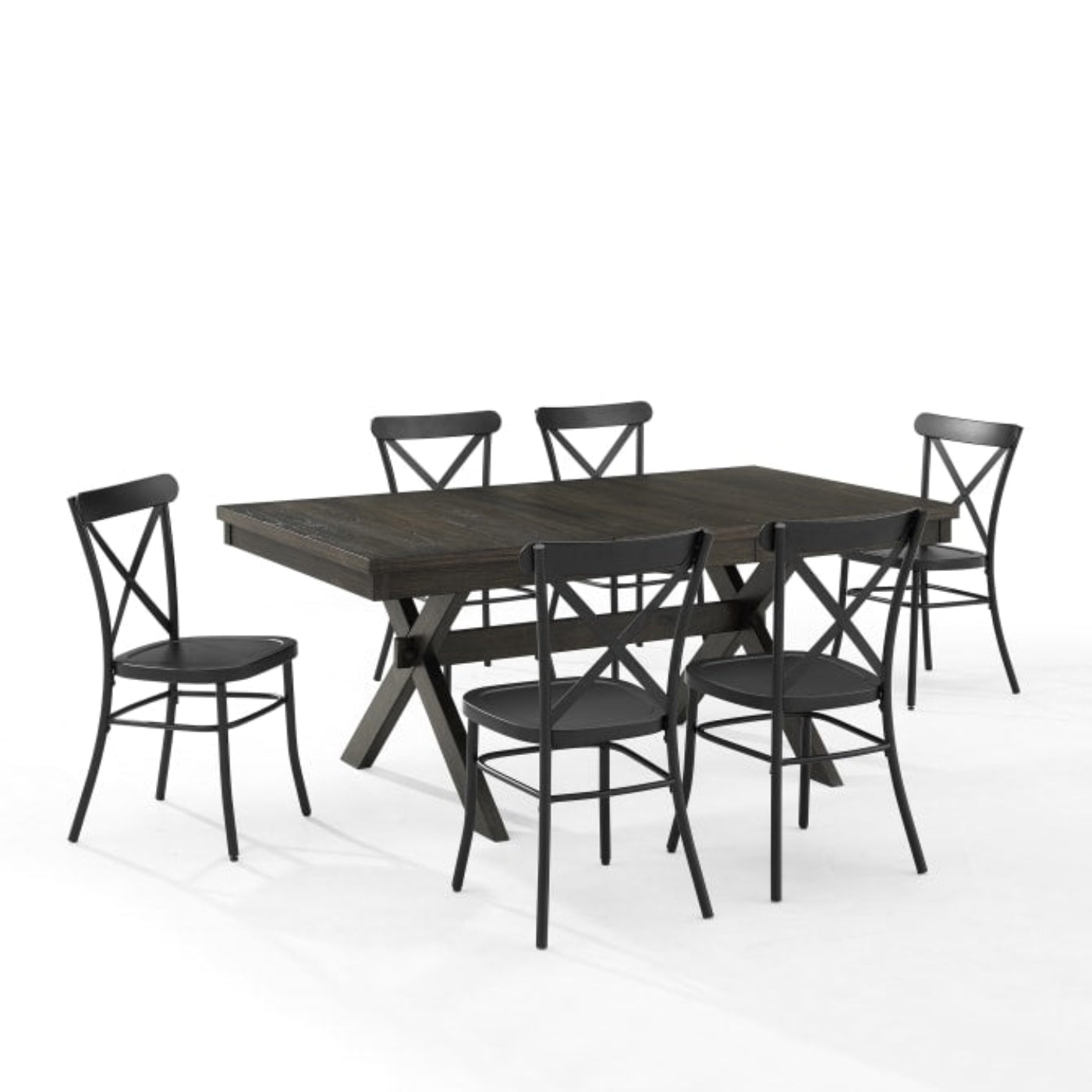 Crosley Hayden 123 Inch 7pc Dining Set W/Camille Chairs Matte-Black - KF20011SL-MB